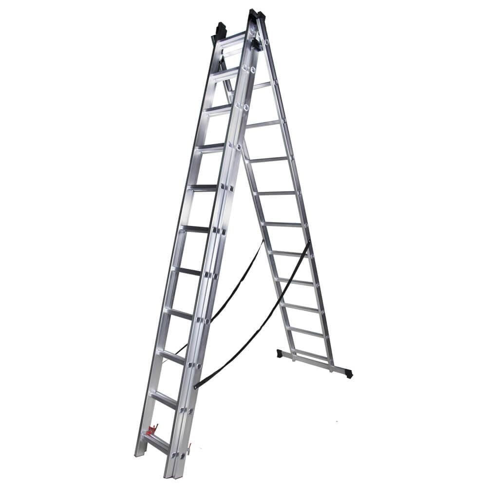 STR311 Scara tripla 11 trepte, 3.00 m, aluminiu