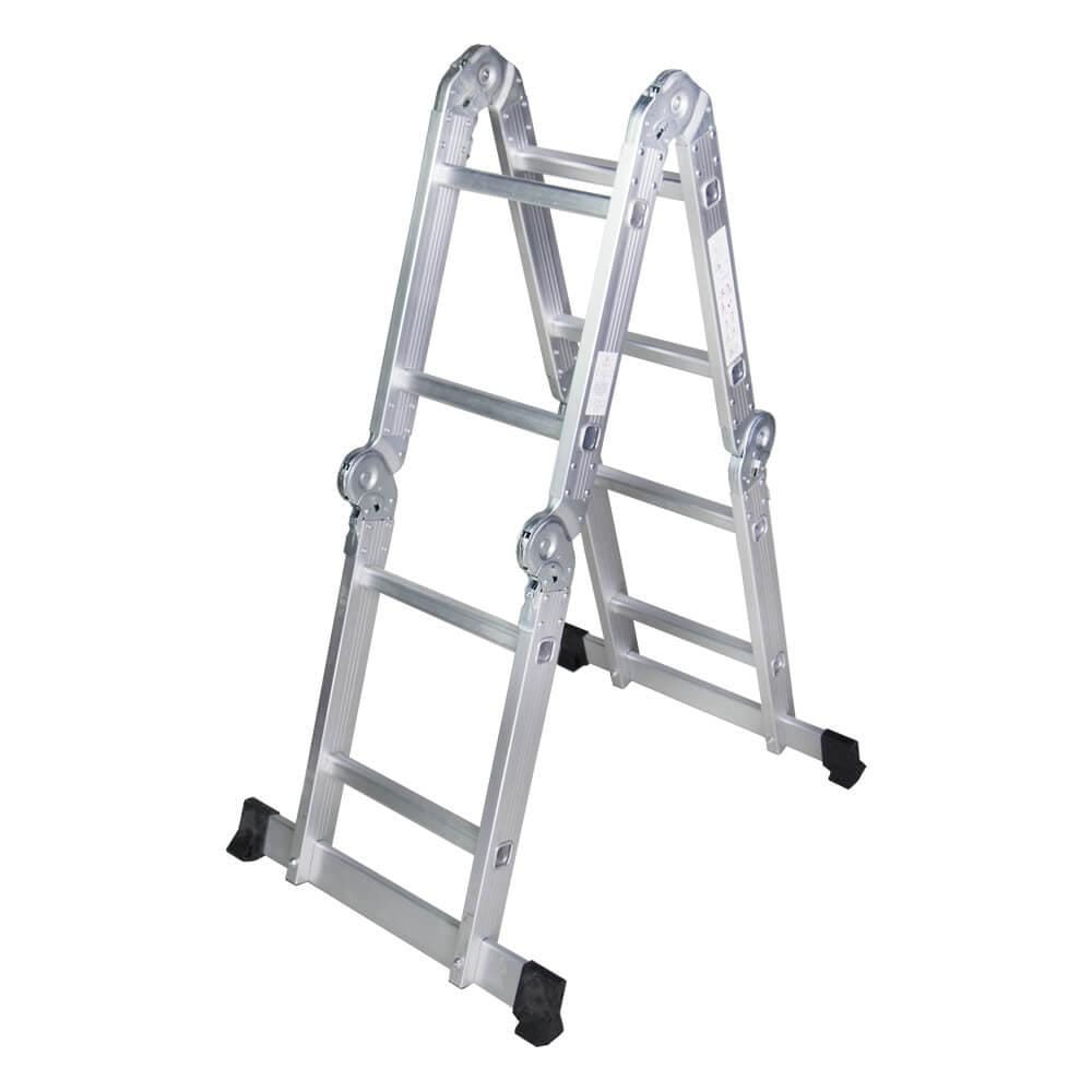 STR402 Scara multifunctionala din aluminiu 4 segmente x 2 trepte, 2,5 m