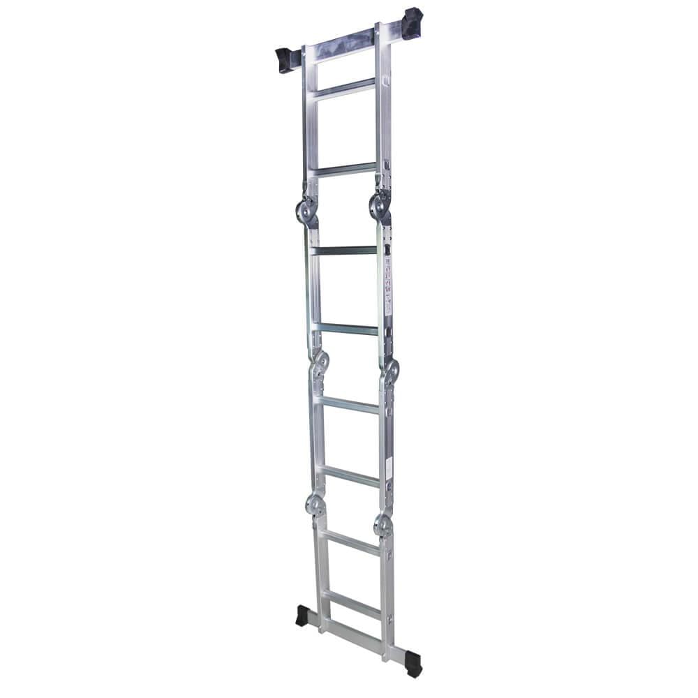 STR402 Scara multifunctionala din aluminiu 4 segmente x 2 trepte, 2,5 m